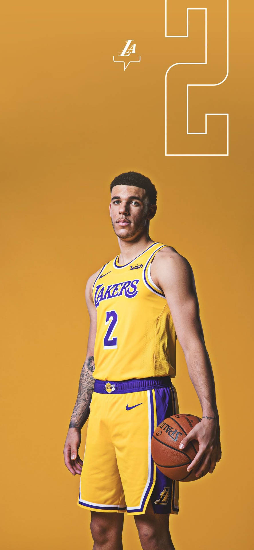 Lonzo Ball In Action - Los Angeles Lakers Star Background