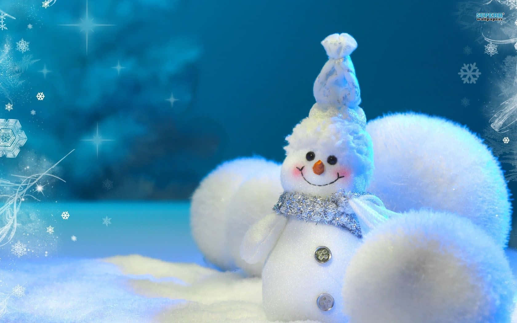 Look At This Adorable Snowman Surrounded By Festive Decorations!