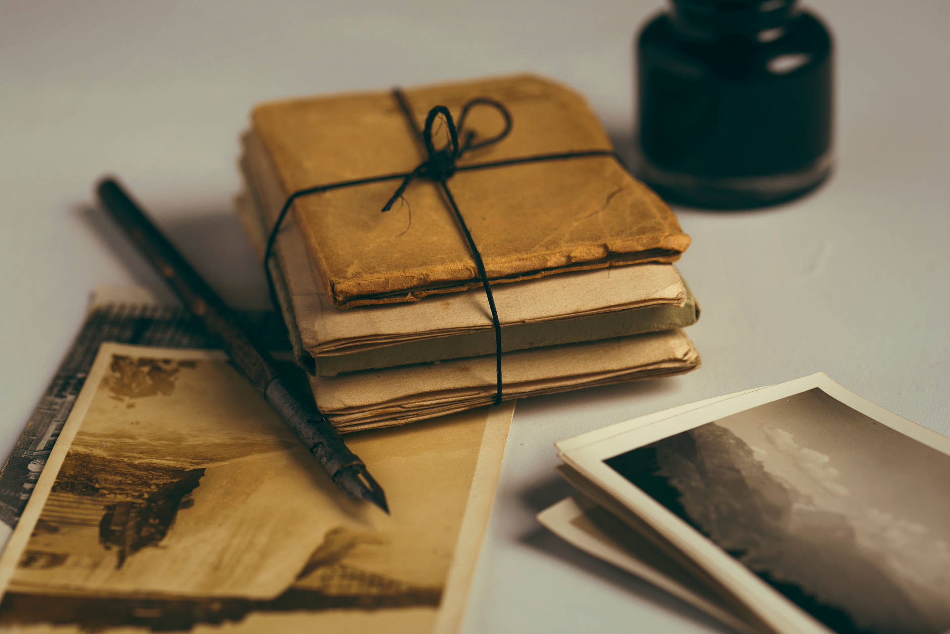 Look Back And Reminisce With Vintage Letters And Photos. Background