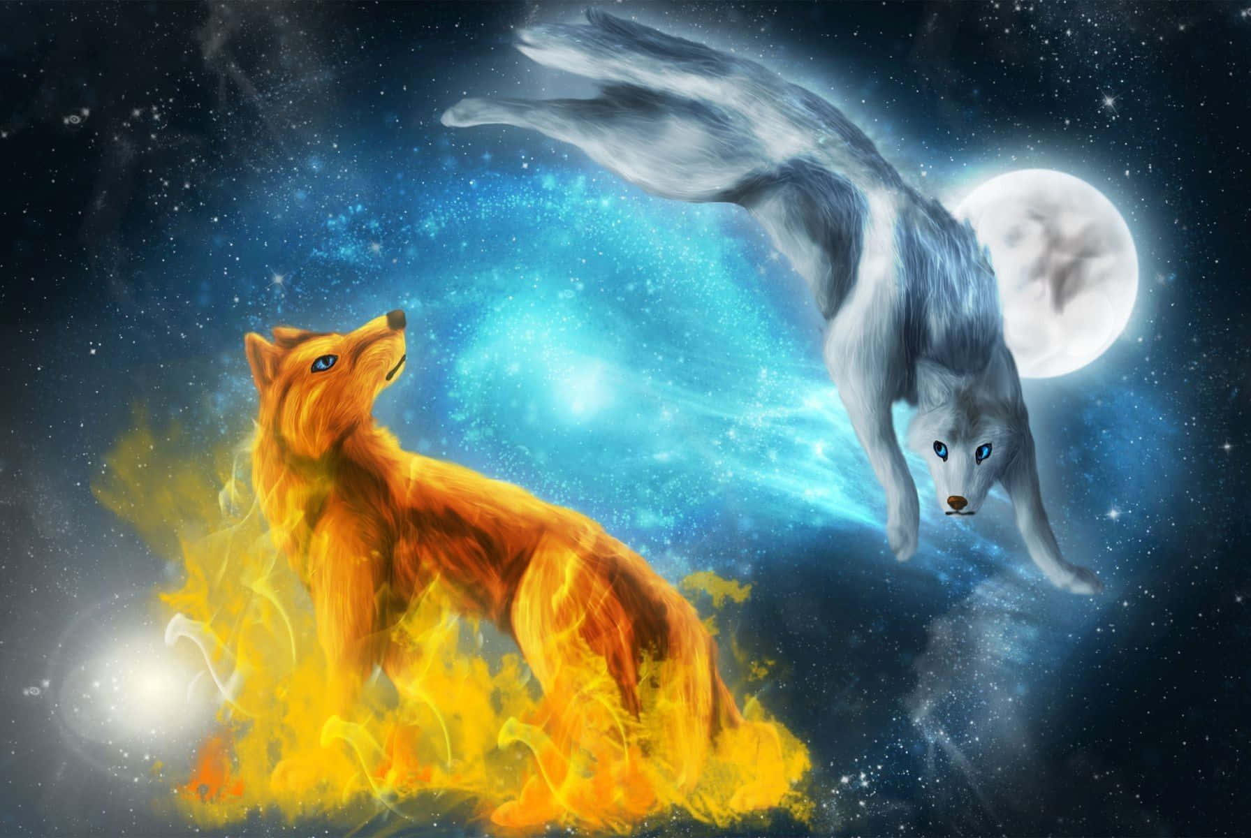 Look Closely And You Will See The Beauty Of The Galaxy Wolves Background