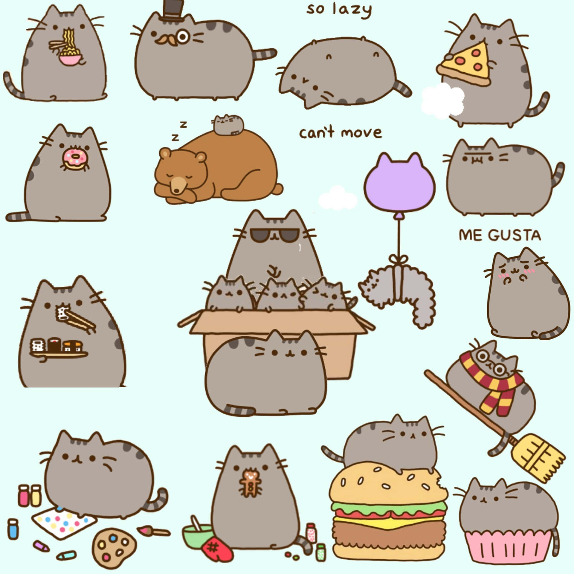 Look How Cute Pusheen Looks In This Kawaii Inspired Artwork! Background