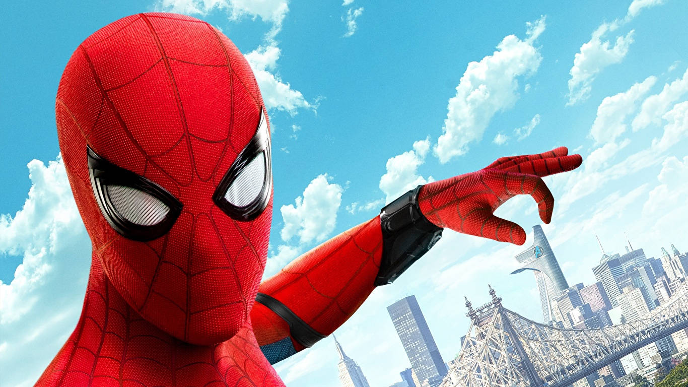 Look Up In The Sky! Marvel's Iconic Spider-man Swings Into Action On This 1366x768 Wallpapers.