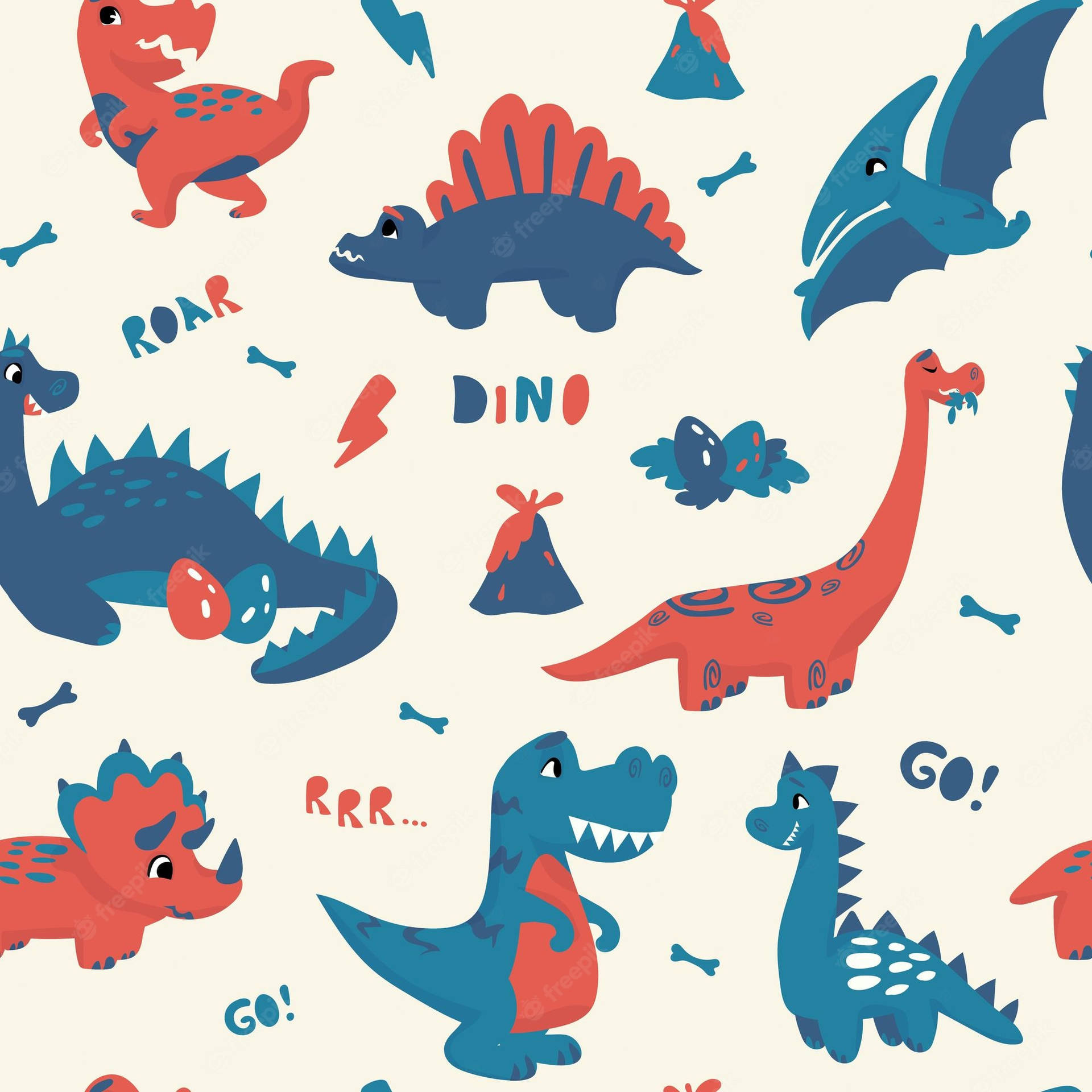 Look Up To The Sky And See The Cute Dinosaur Pattern Background