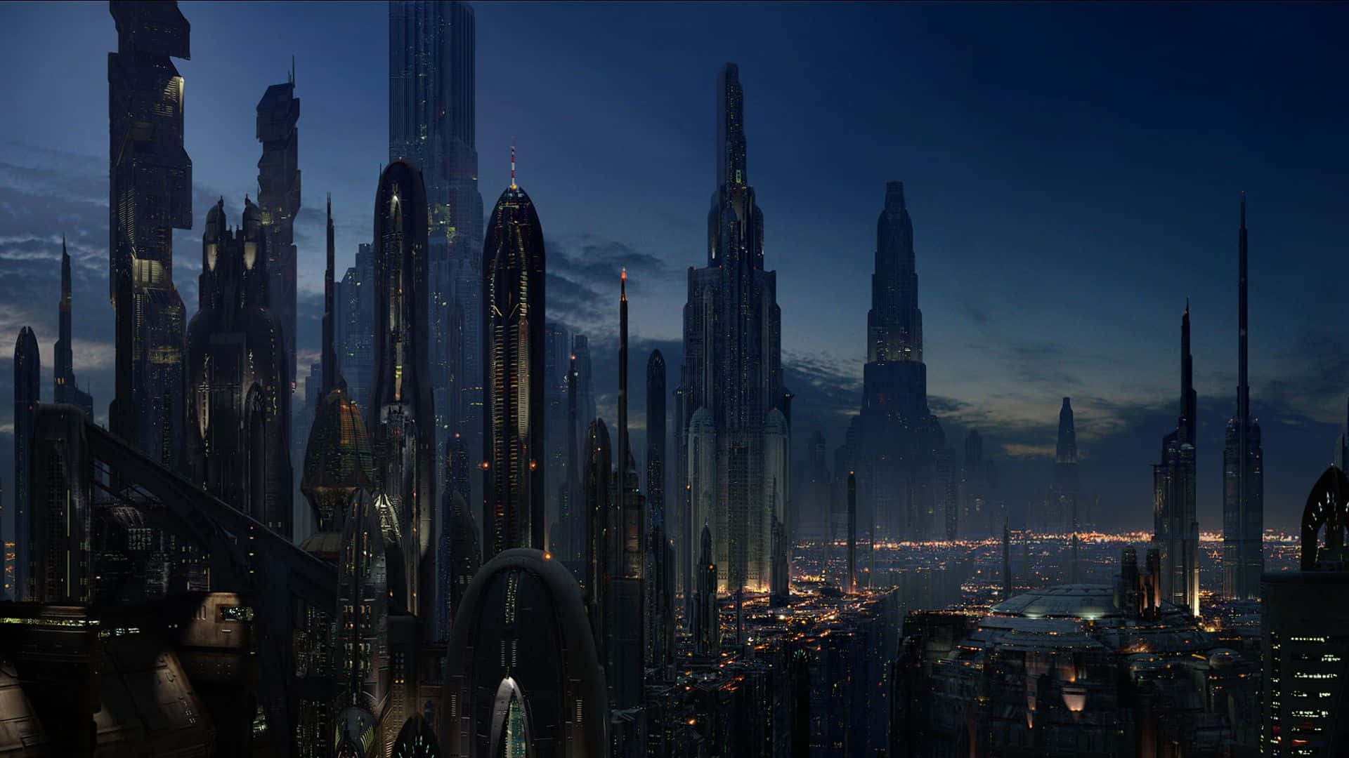 Looking Across The Vast Expanse Of A Future City Background