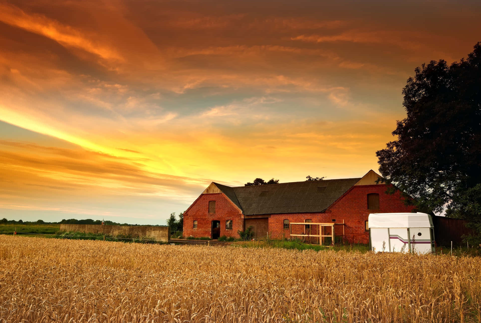 Looking Out Over A Beautiful Farmland. Background