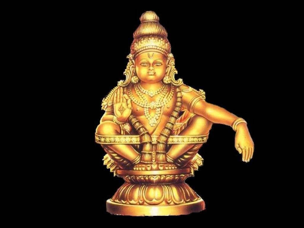 Lord Ayyappa Gold Statue On Black Background Background