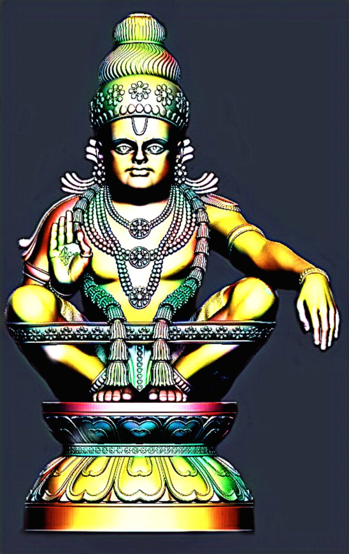 Lord Ayyappa On Gray Background Background