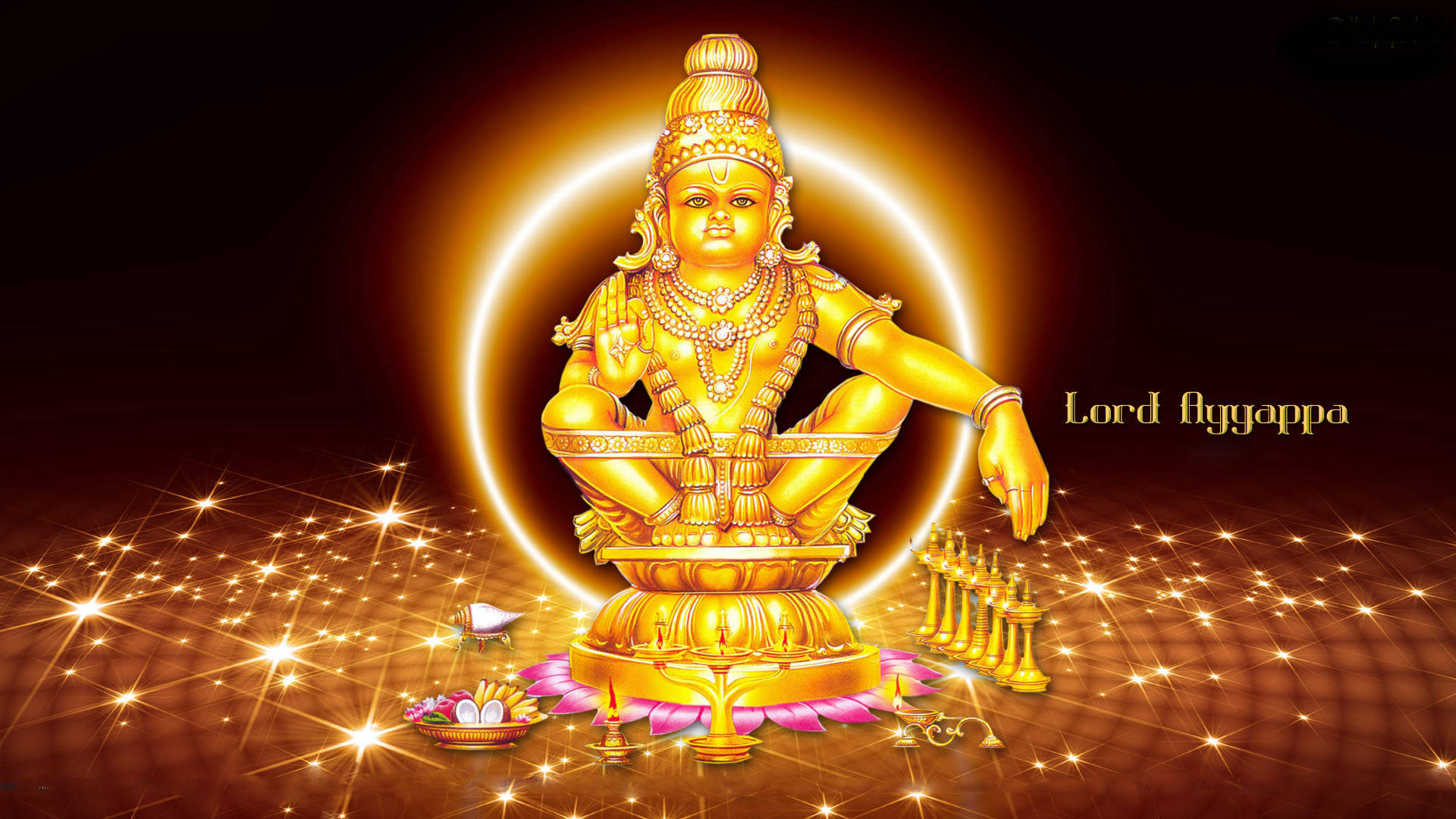 Lord Ayyappa On Sparkly Floor Background