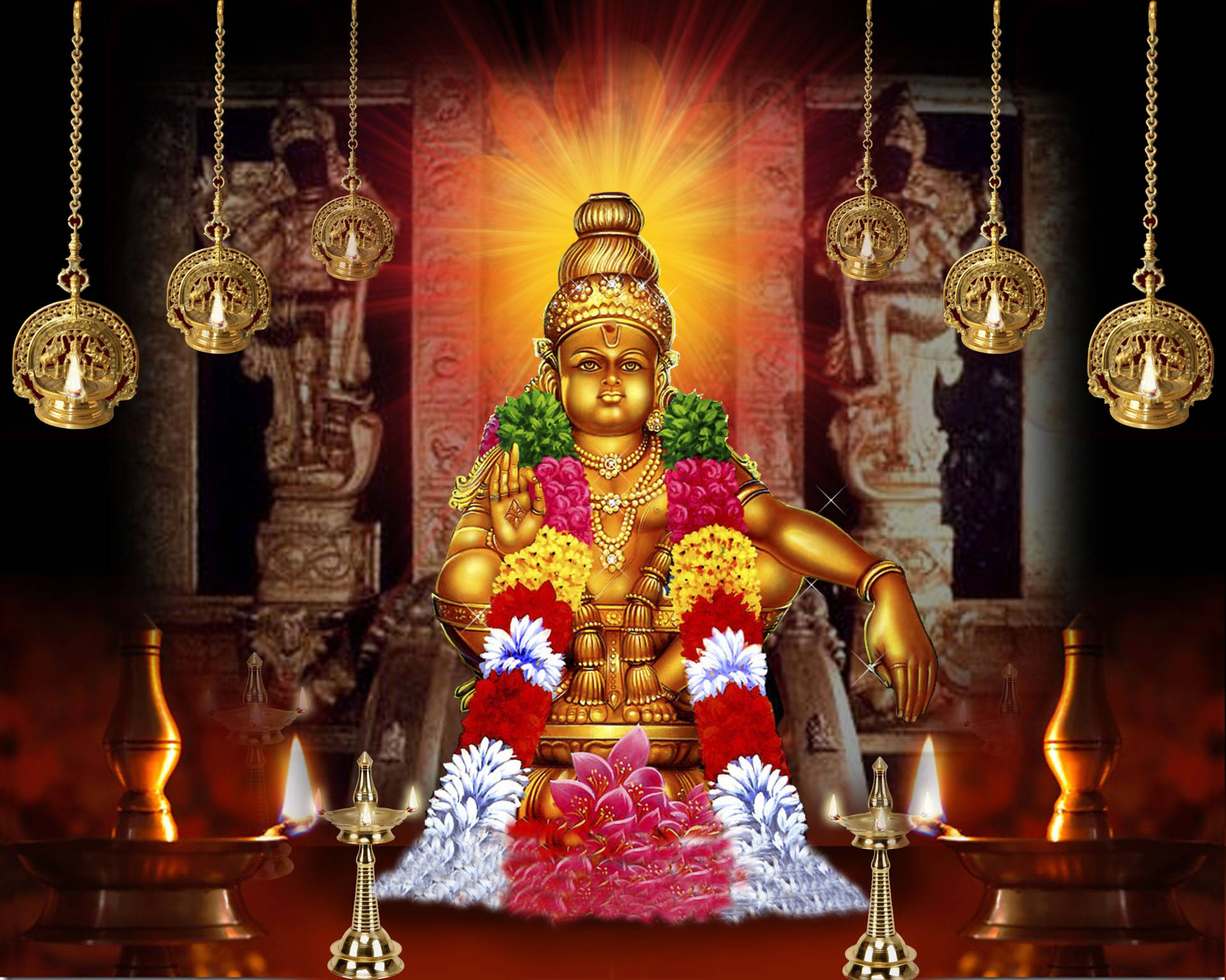 Lord Ayyappan Hindu Shrine Background