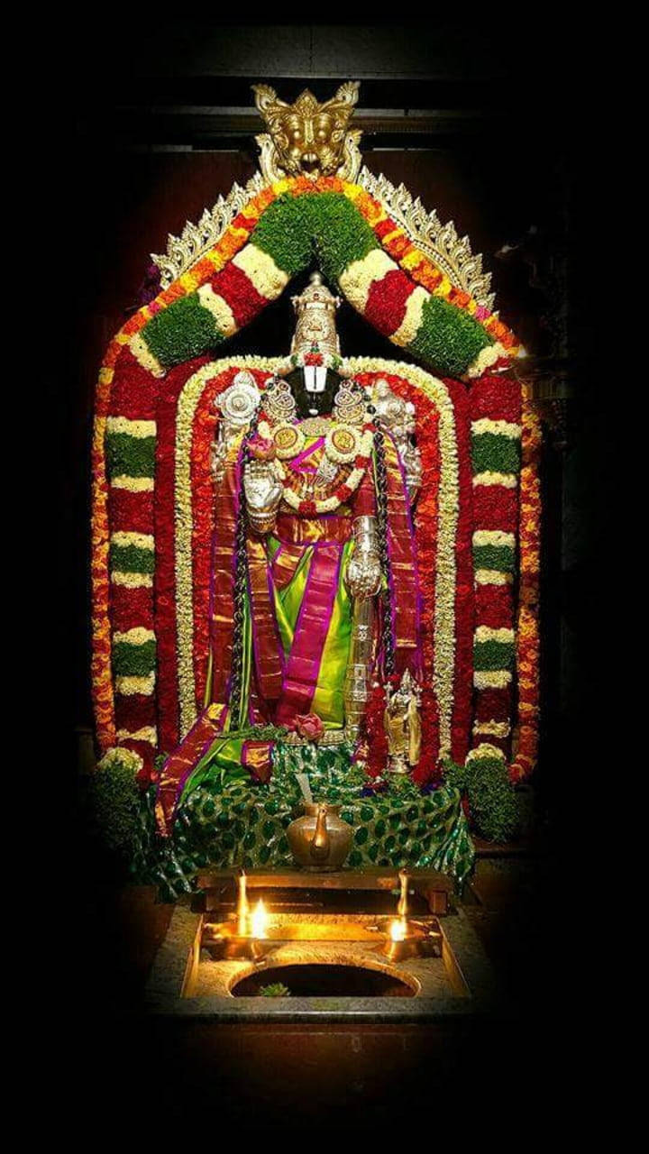 Lord Balaji In A Temple Background