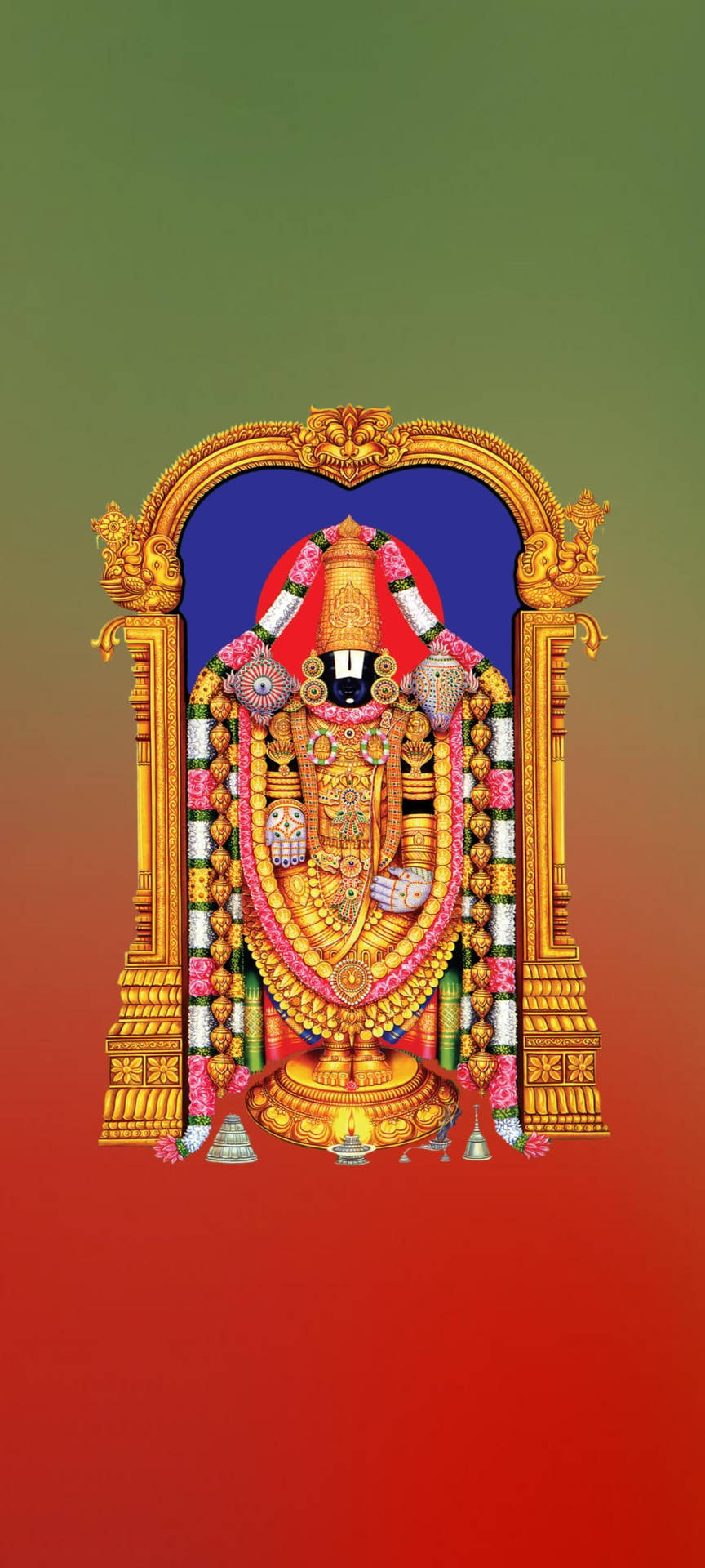 Lord Balaji With Golden Arch Background