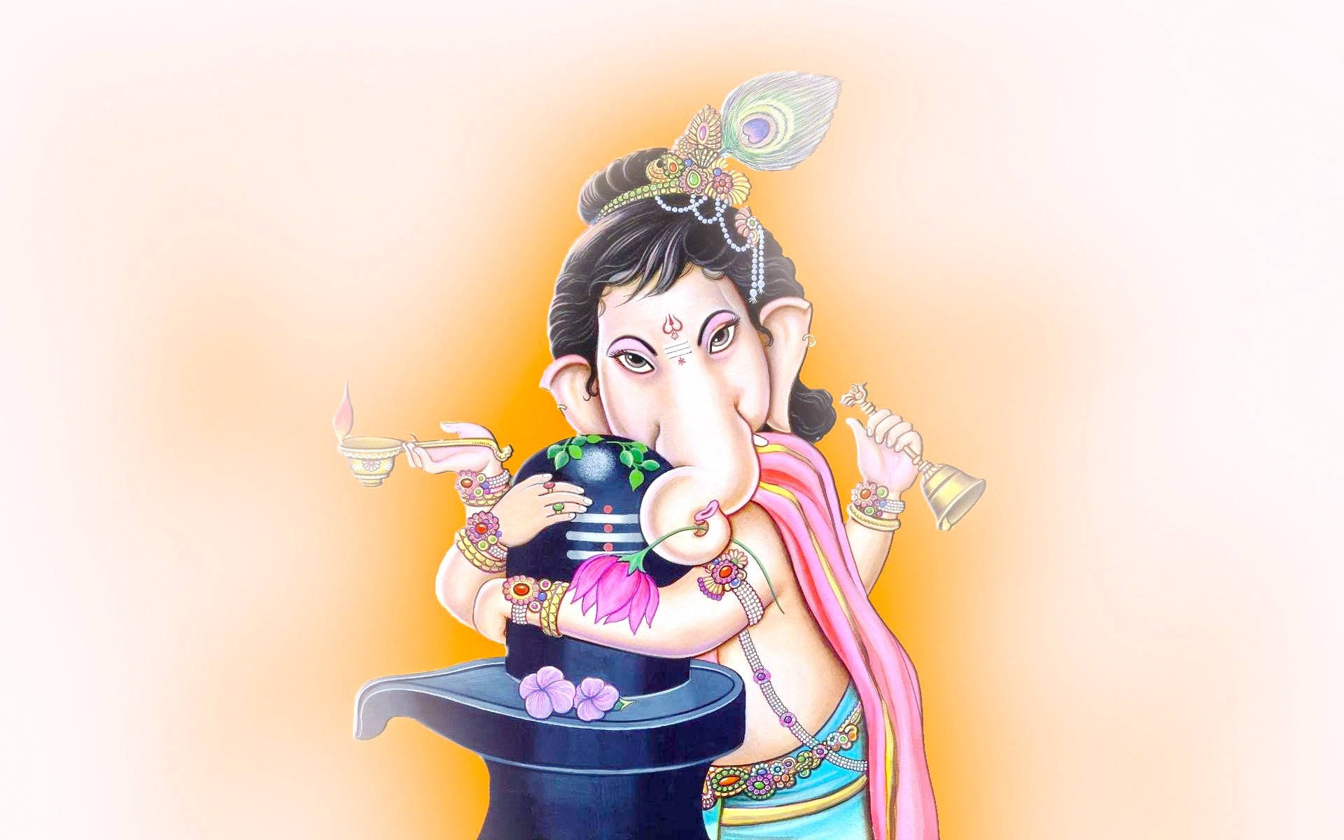 Lord Ganesha Hugging A Water Fountain Background