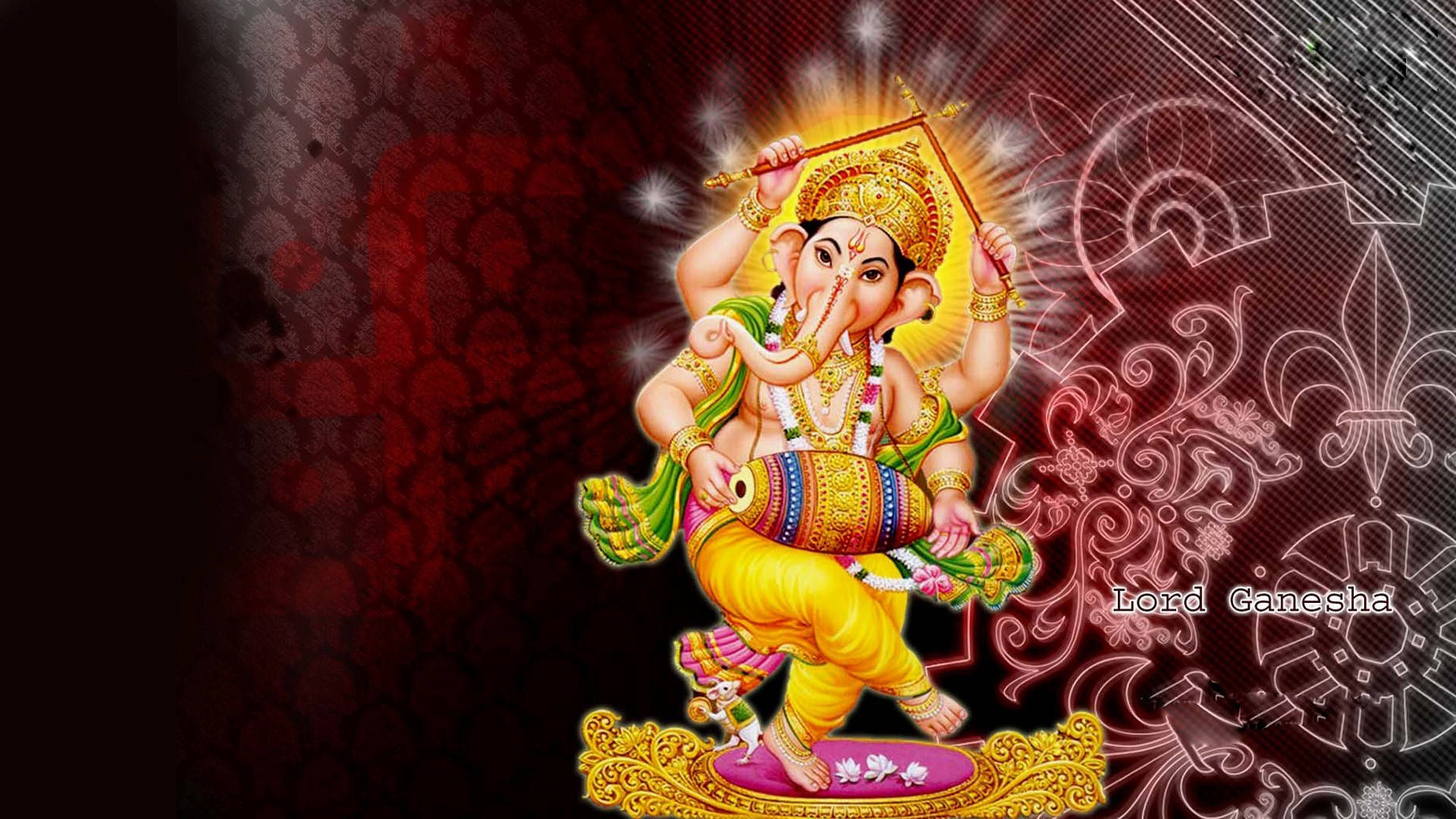 Lord Ganesha In Colorful Clothing Background