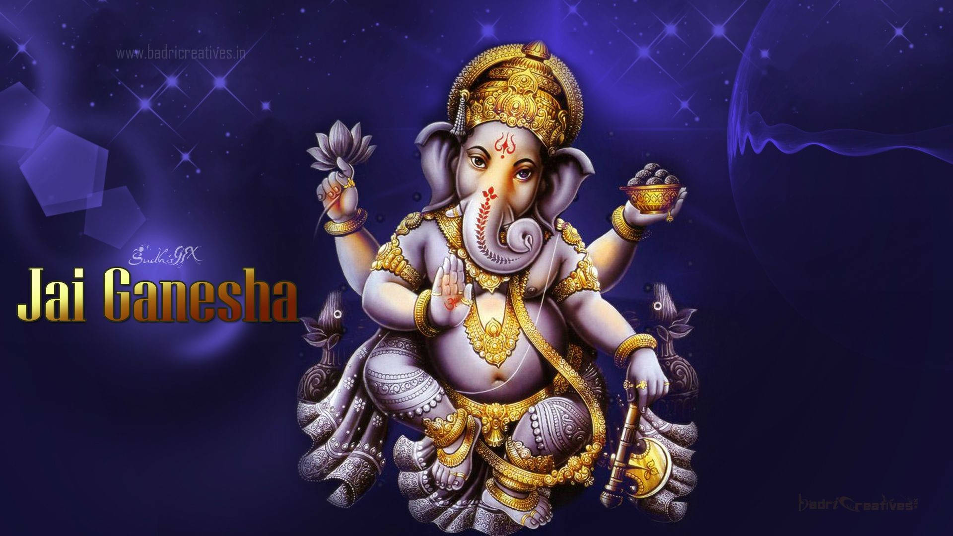 Lord Ganesha In Dark Blue Background Background
