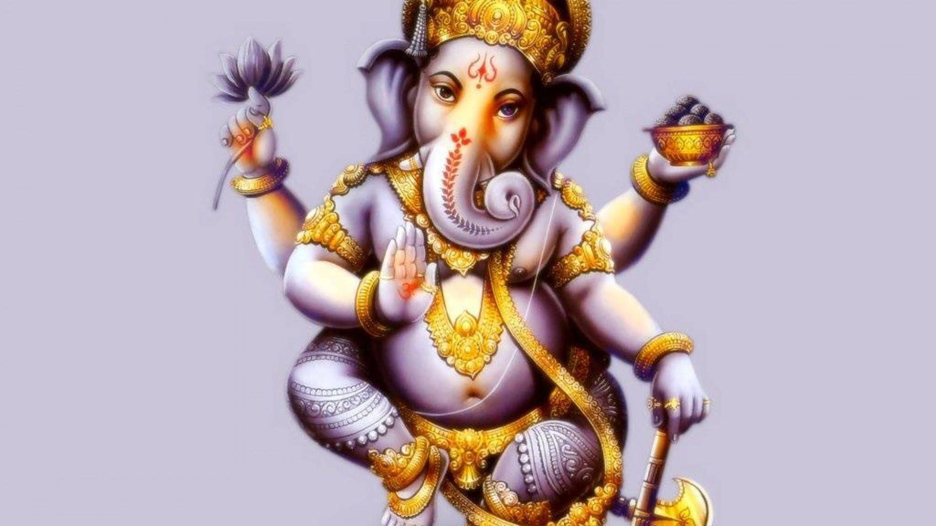 Lord Ganesha In Purple Tones Background