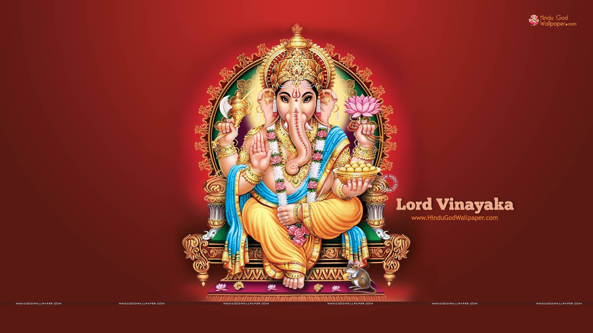 Lord Ganesha In Red Background Background