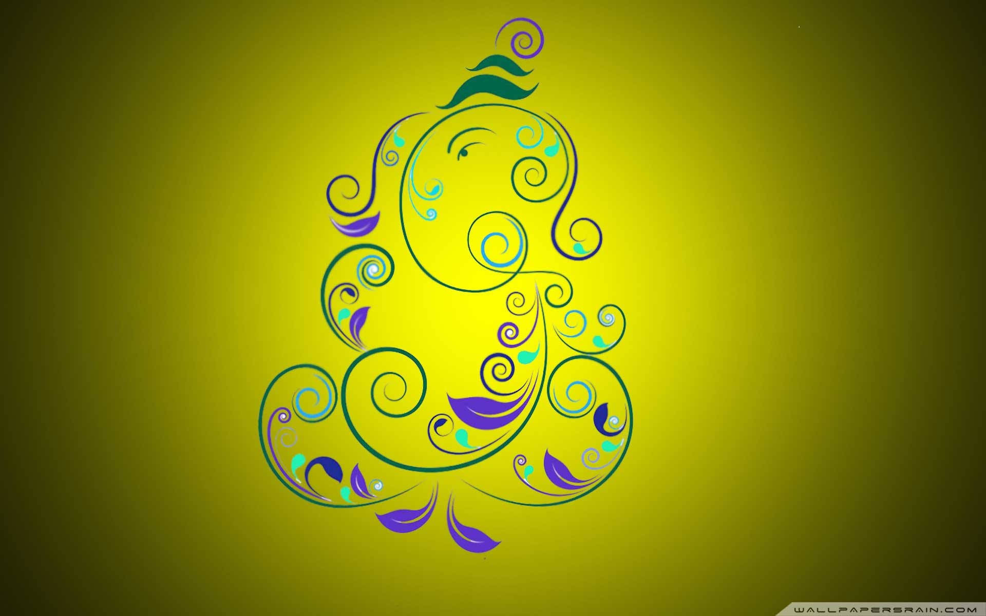 Lord Ganesha In Yellow Vignette Background