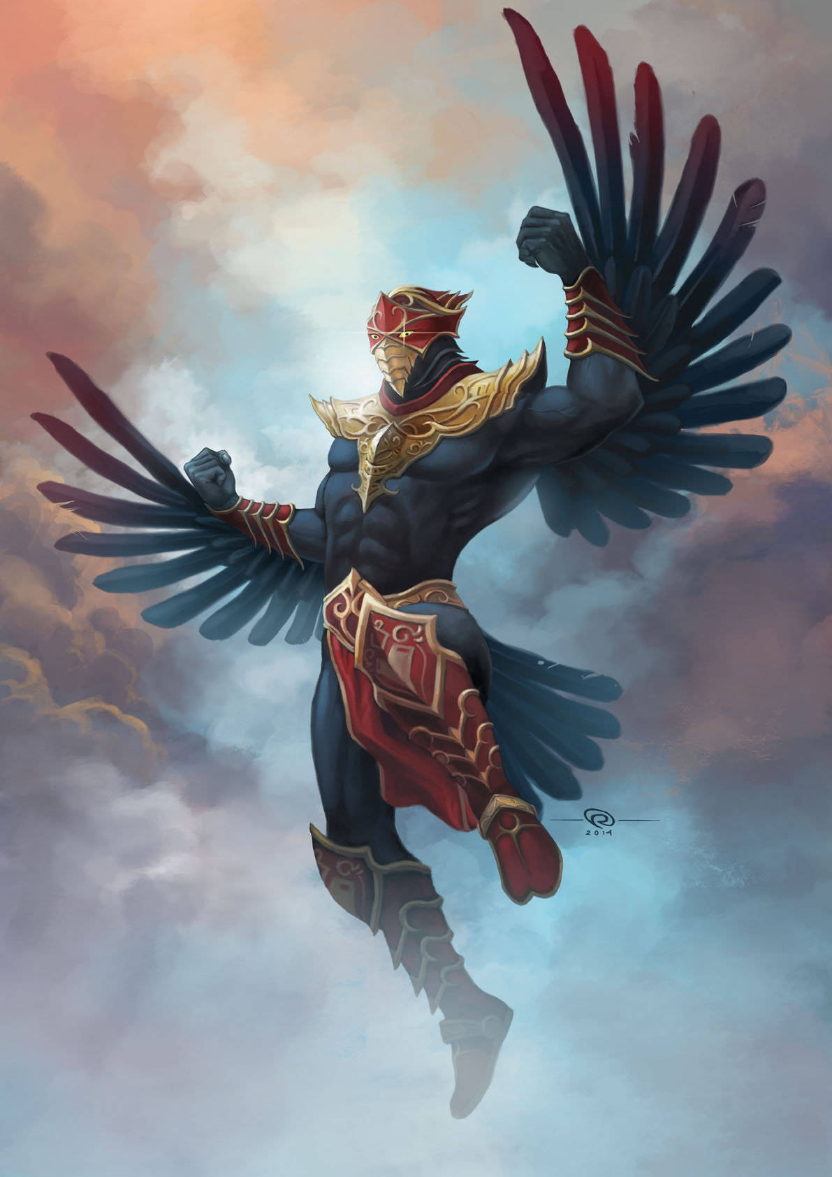 Lord Garuda Soaring In Skies