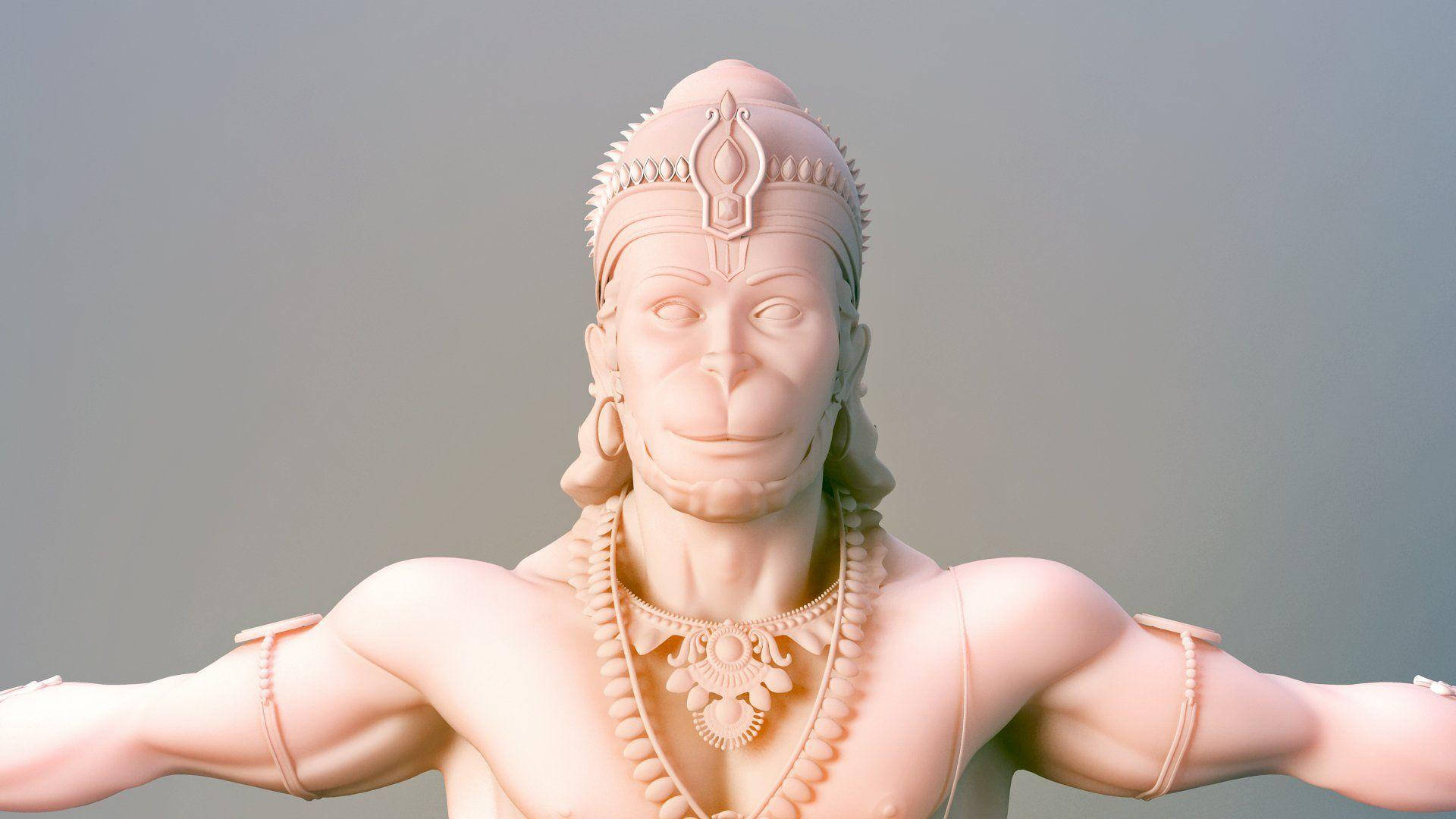 Lord Hanuman 3d Ivory Sculpture Background