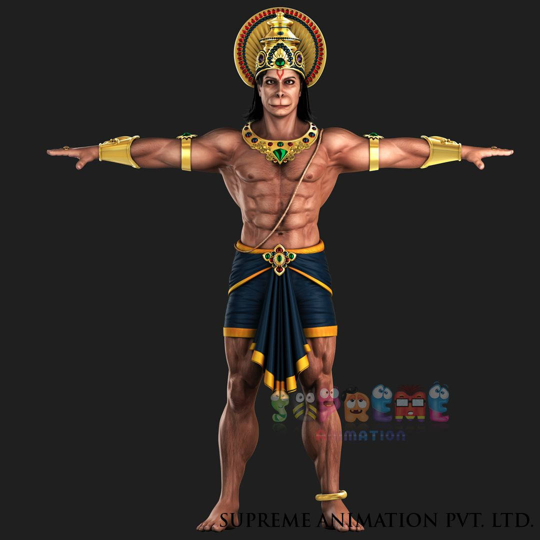Lord Hanuman 3d Outstretched Arms Background