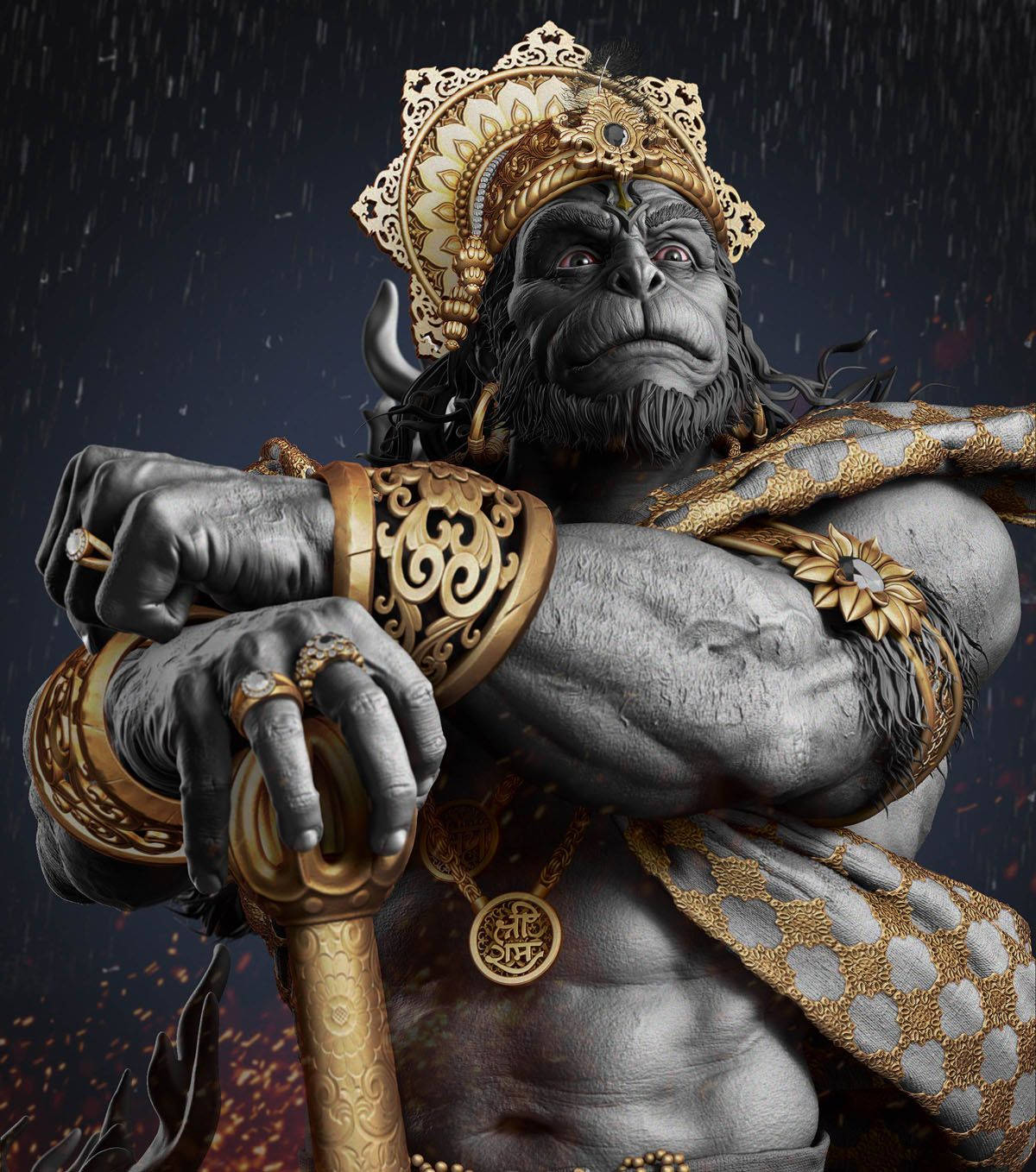 Lord Hanuman 3d Portrait Background