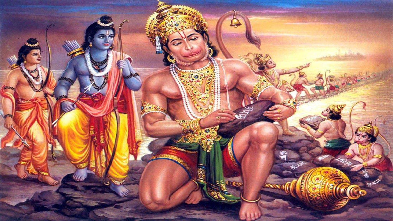 Lord Hanuman And Other Gods Hd Background