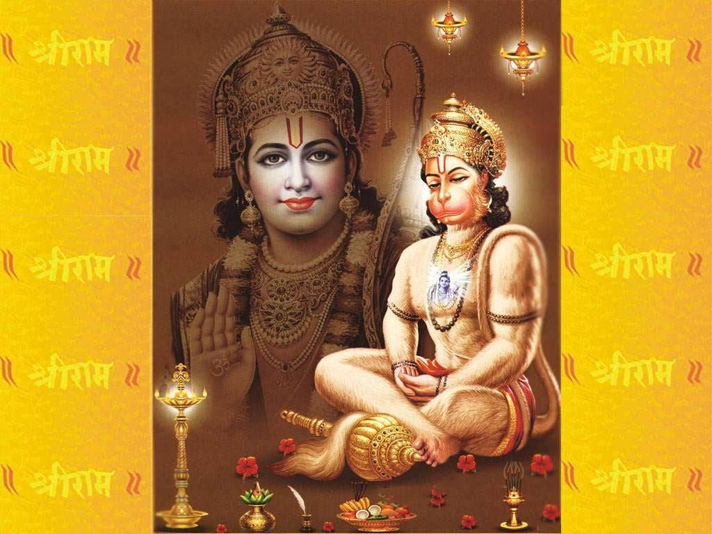 Lord Hanuman And Rama Edit Hd Background