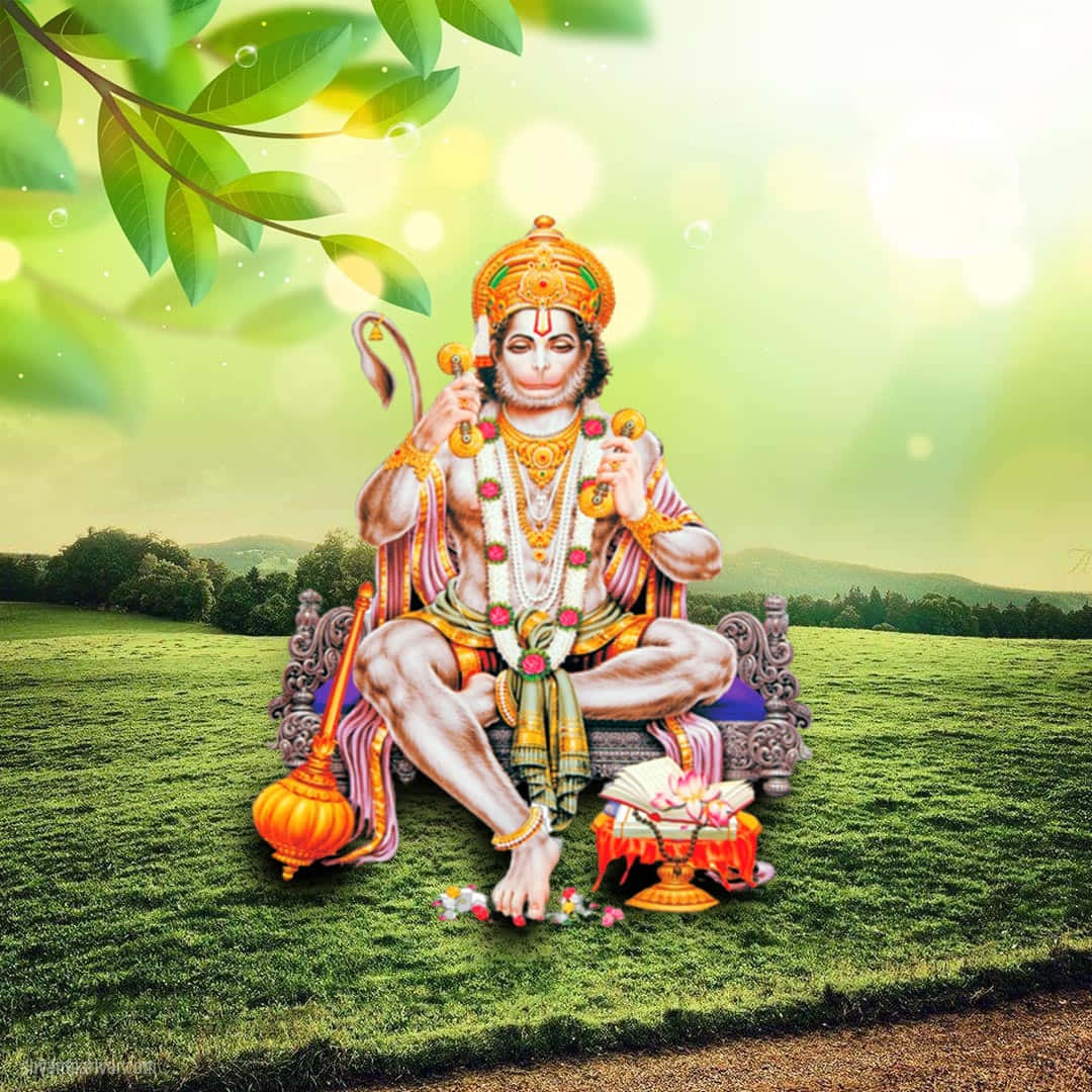 Lord Hanuman Meditative Pose Background