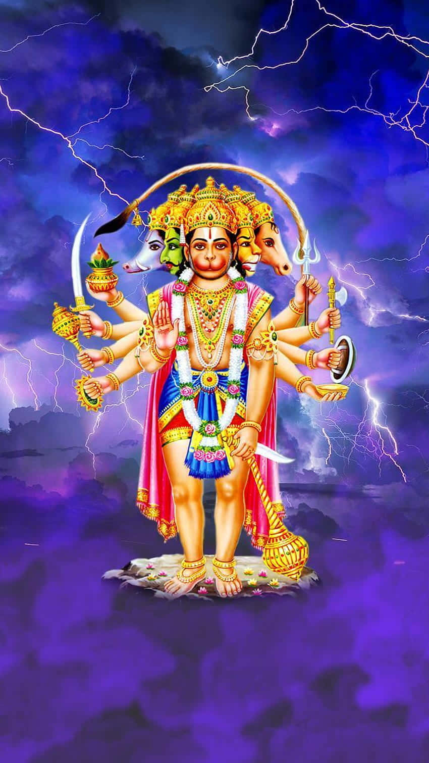 Lord Hanuman Multi Headed Avatar Background