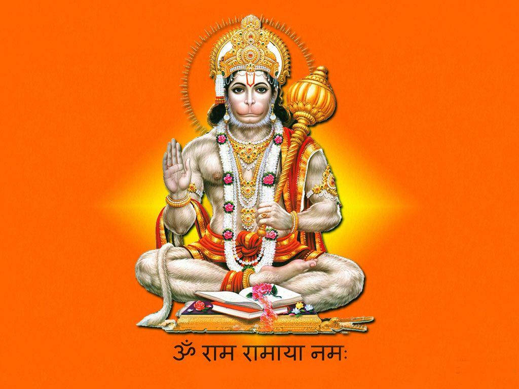 Lord Hanuman On Glowing Orange Background Hd Background