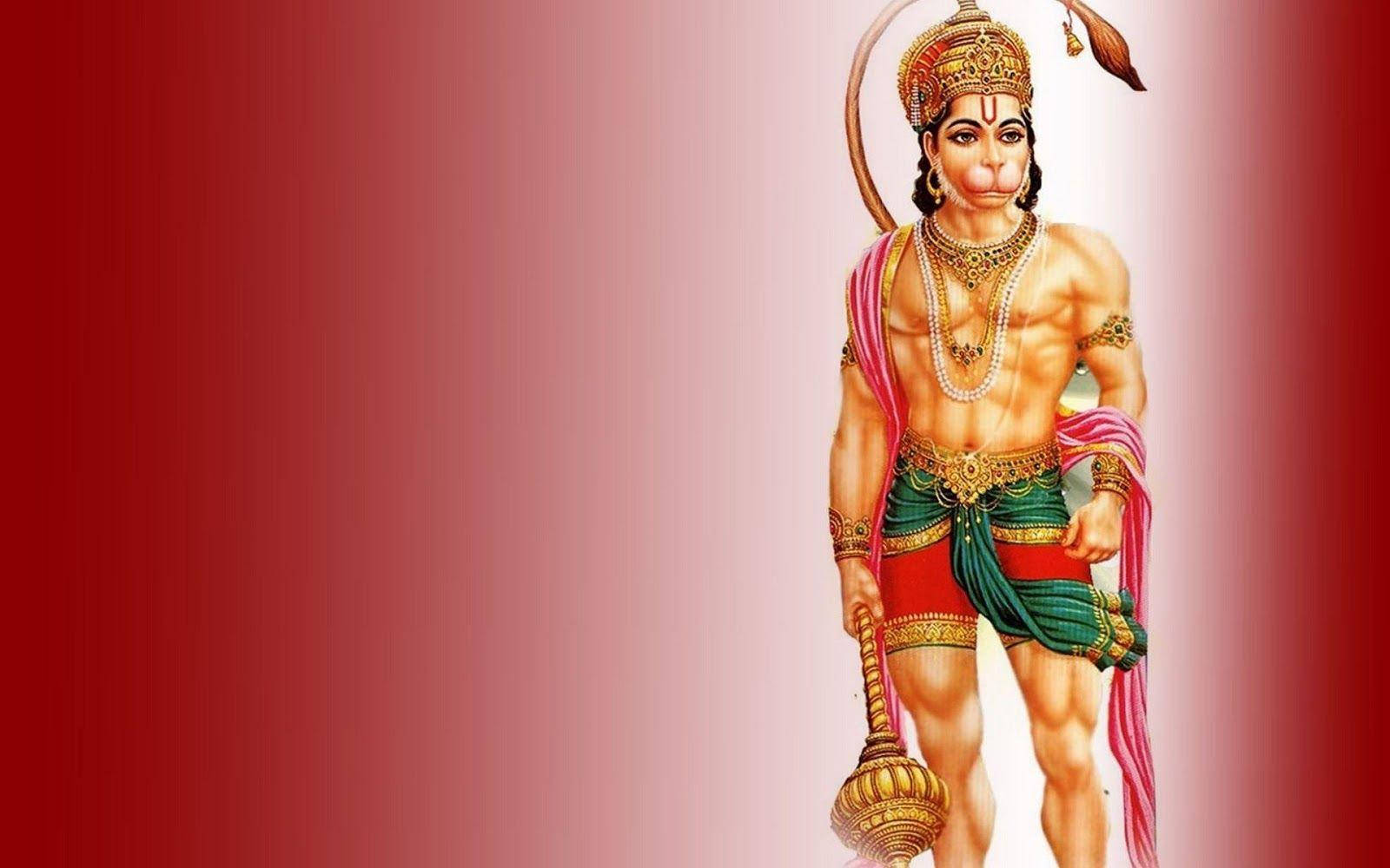 Lord Hanuman On Red Gradient Background