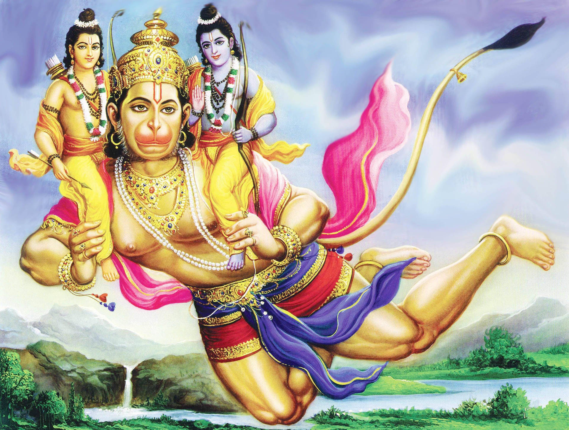 Lord Hanuman Rama And Lakshmana 3d Background