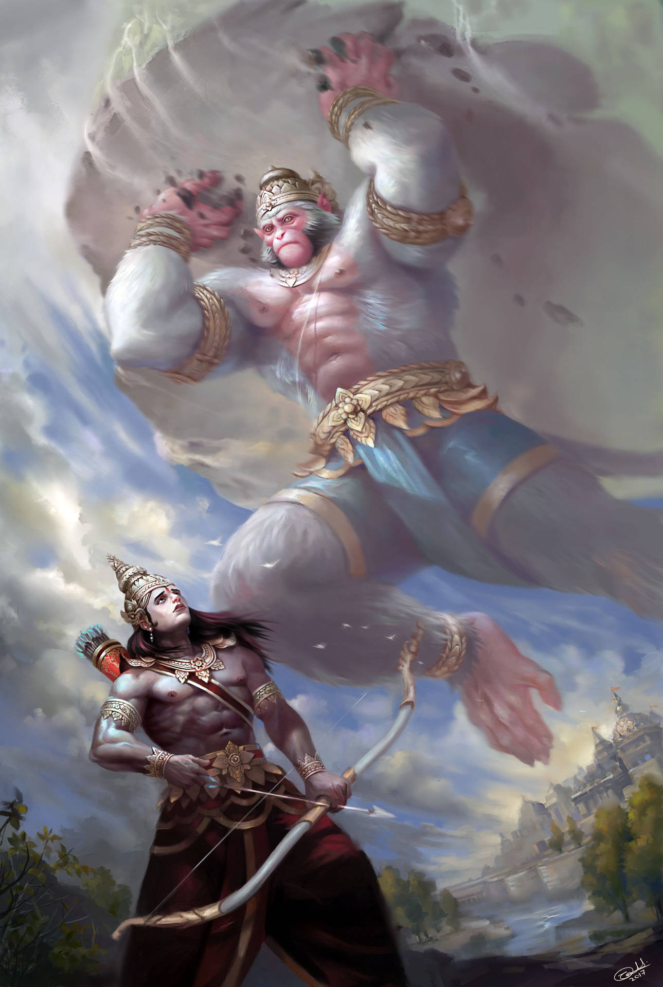 Lord Hanuman Saving Lakshman 3d Background