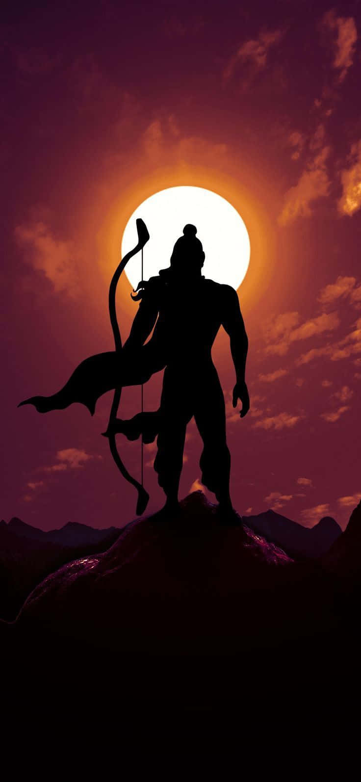 Lord Hanuman Silhouette Sunset Background