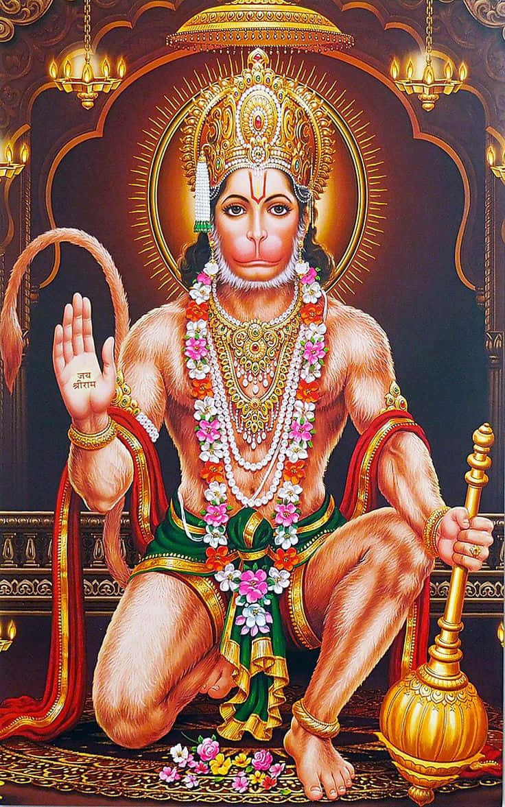 Lord Hanuman Sitting Pose Background