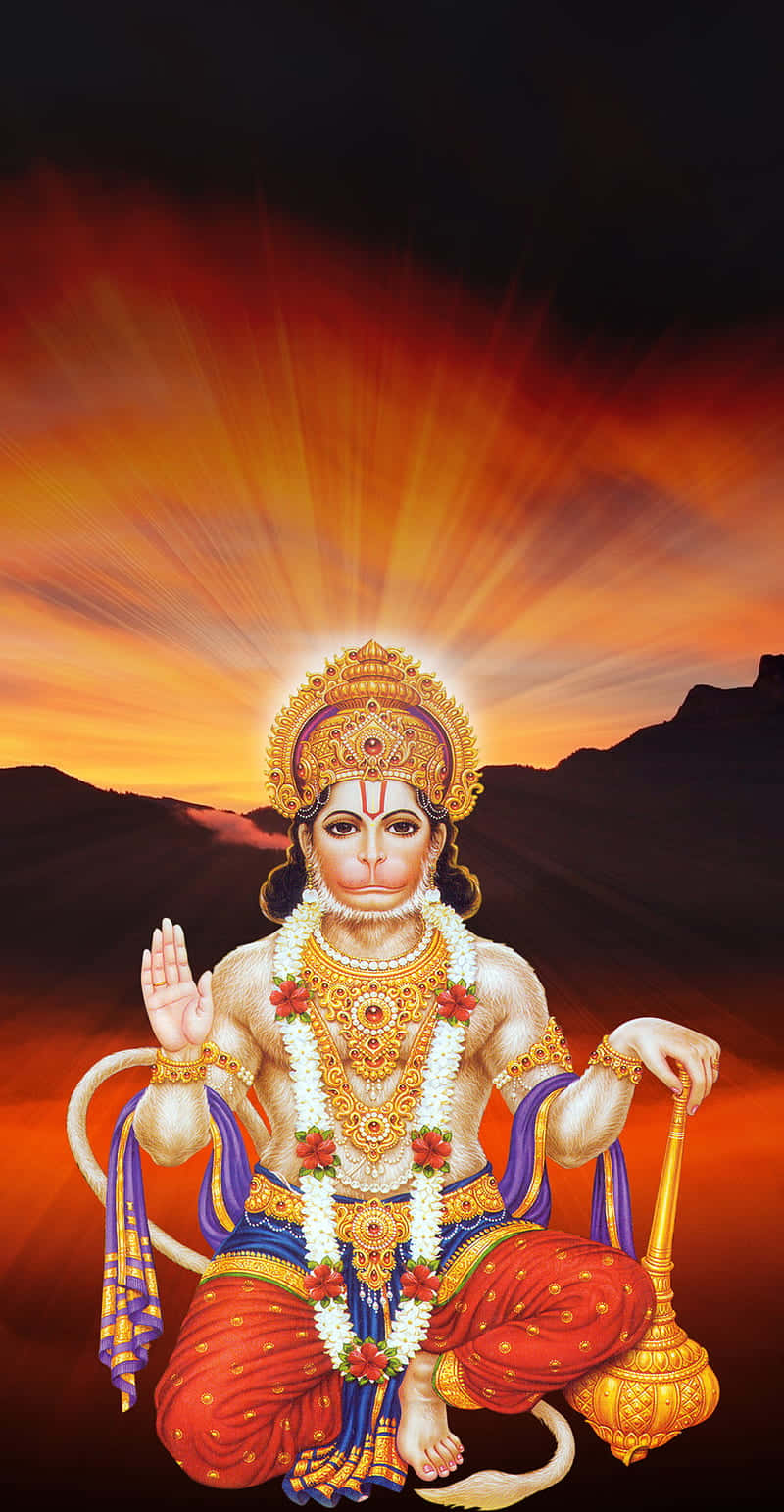 Lord Hanuman Sunset Backdrop Background