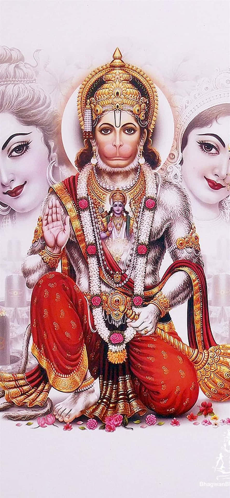 Lord Hanumanwith Ramaand Sita Portrait Background