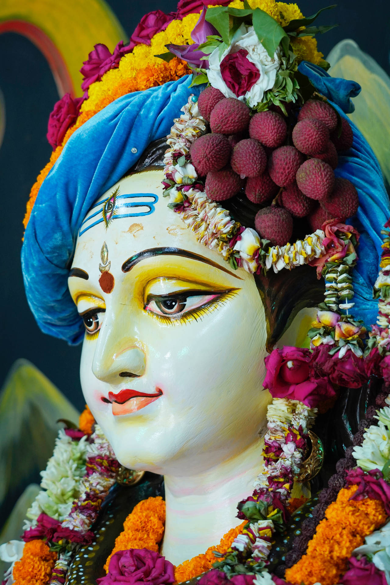 Lord Krishna 3d White Statue Background