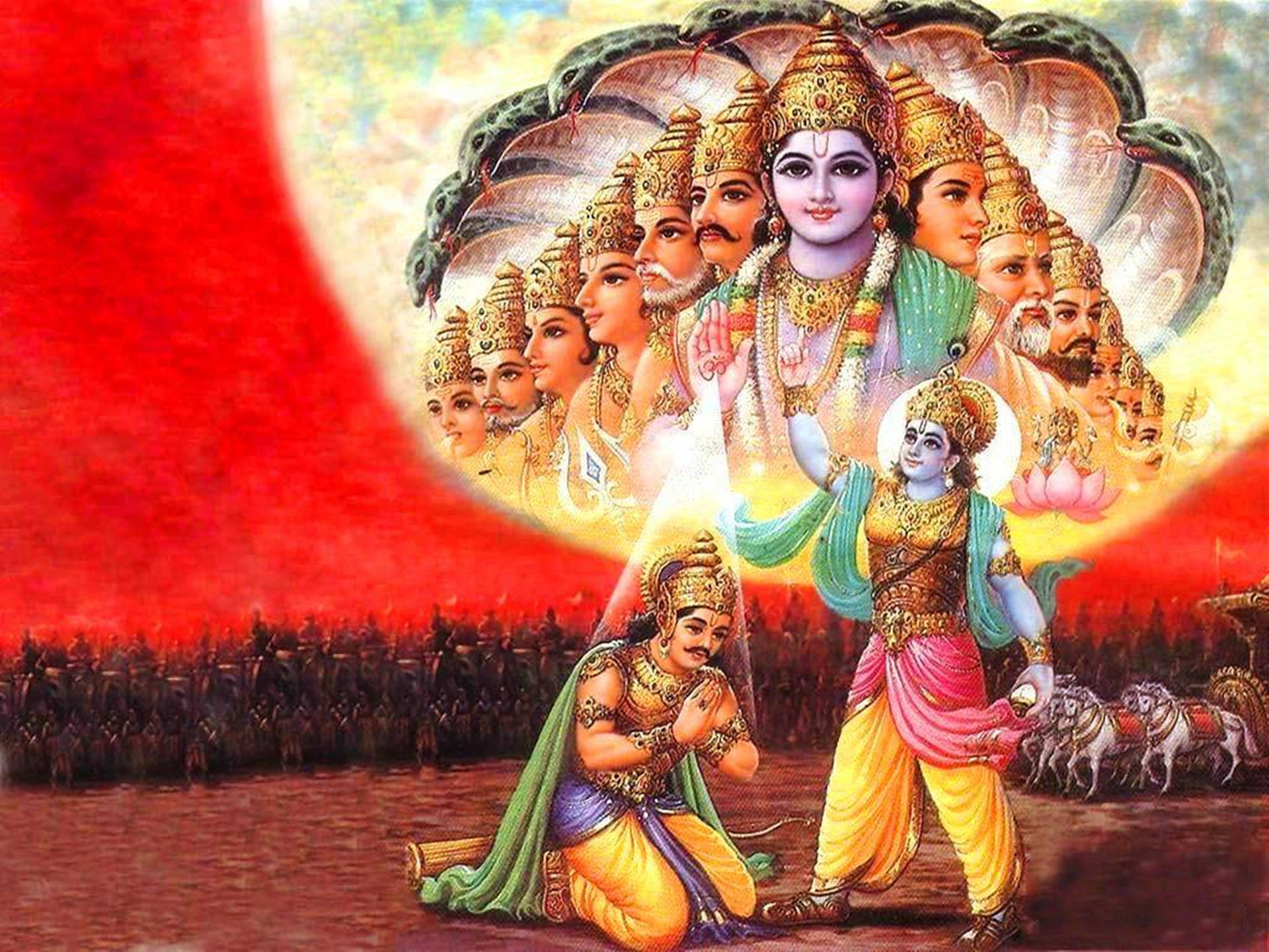 Lord Krishna 4k And Arjuna Mahabharata War Background