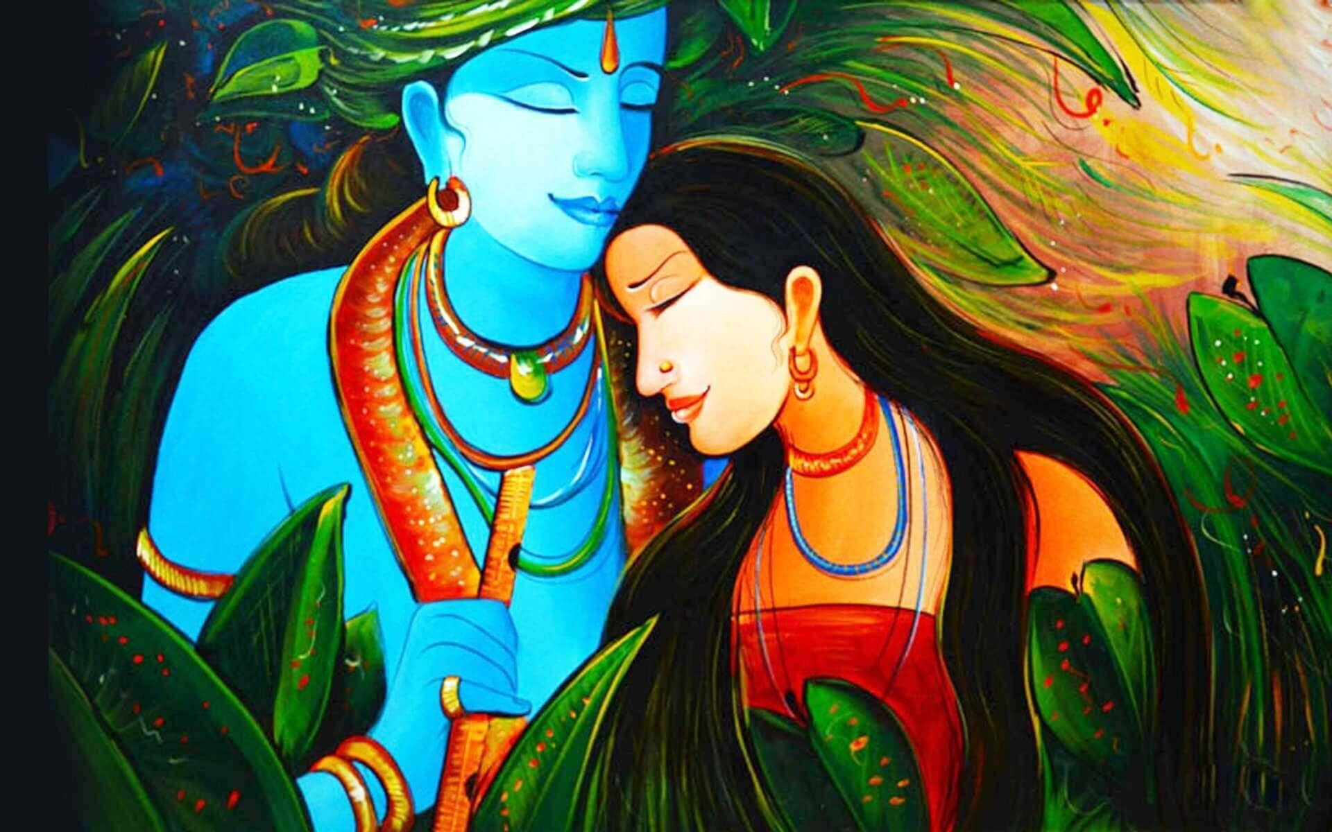Lord Krishna 4k And Hindu Goddess Lady Radha Background