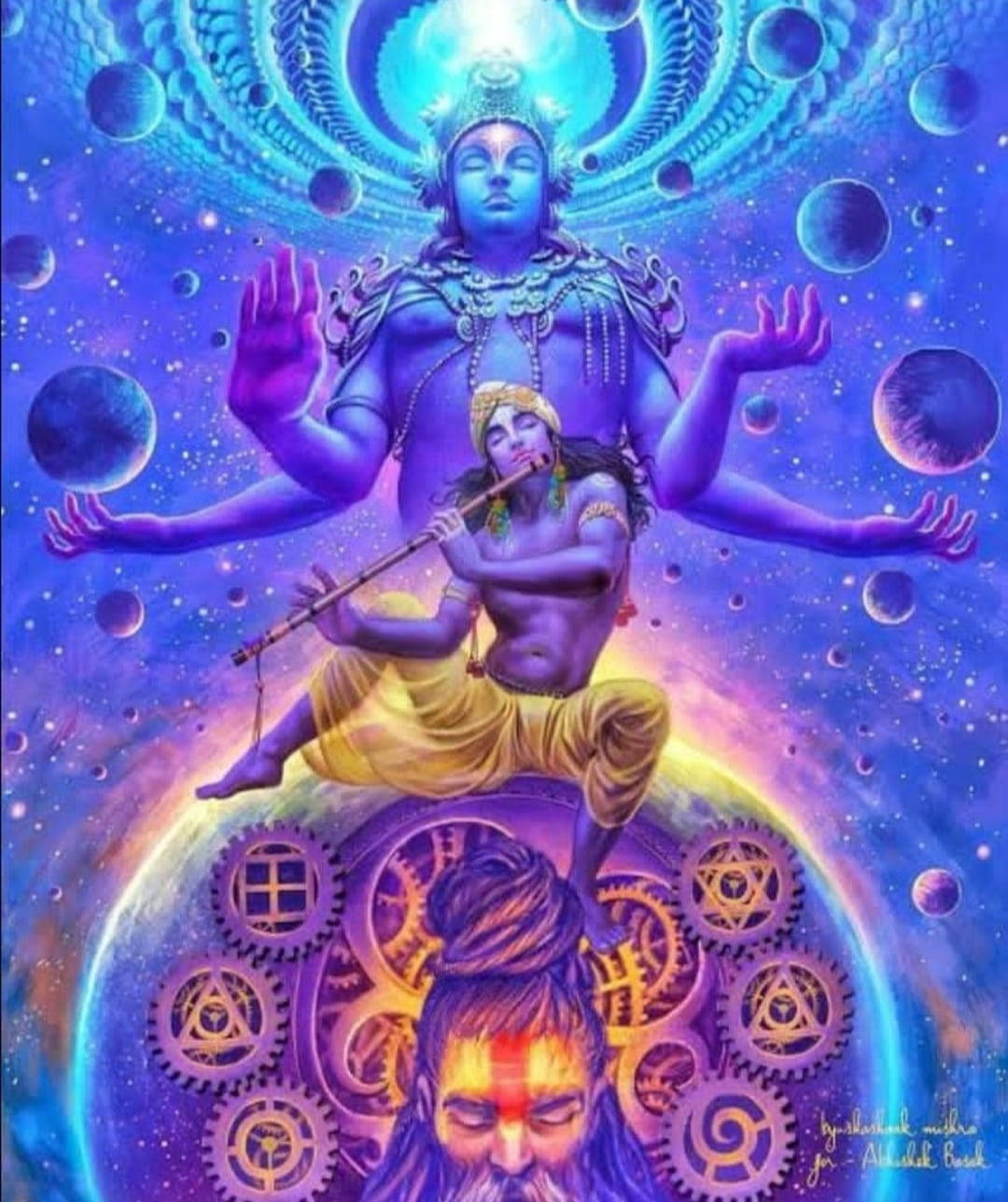 Lord Krishna Ji In Galaxy Background