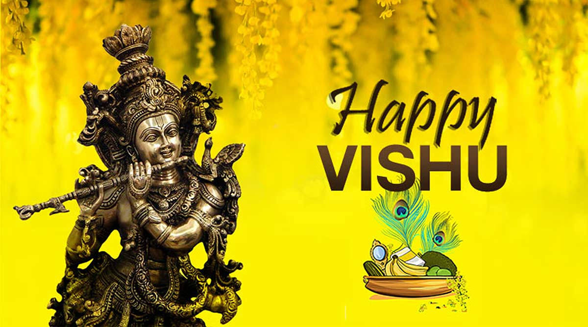 Lord Krishna Playing Bansuri Vishu Background