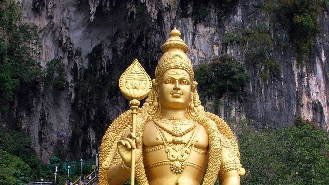 Lord Murugan 4k Statue In Cave Background