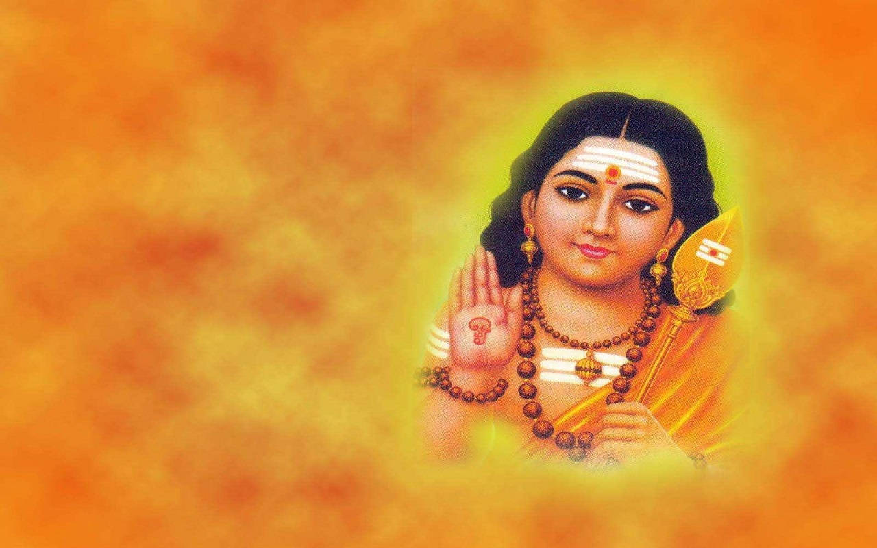 Lord Murugan In Orange Sky Background