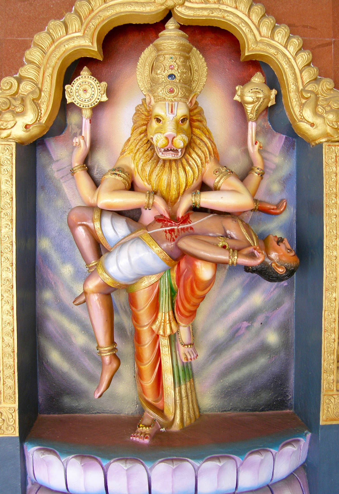 Lord Narasimha And Hiranyakashipu Background