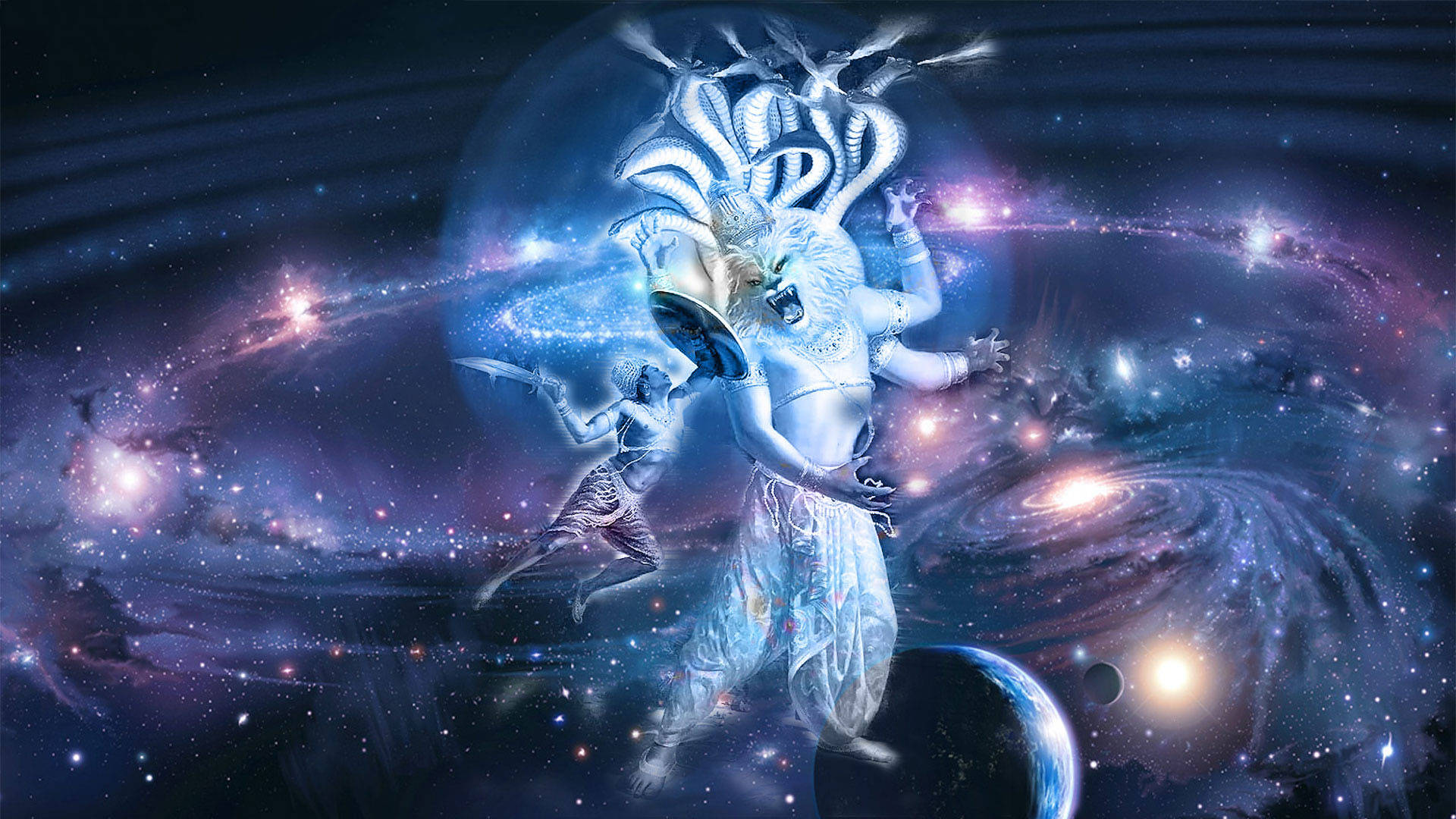 Lord Narasimha Galaxy Background Background