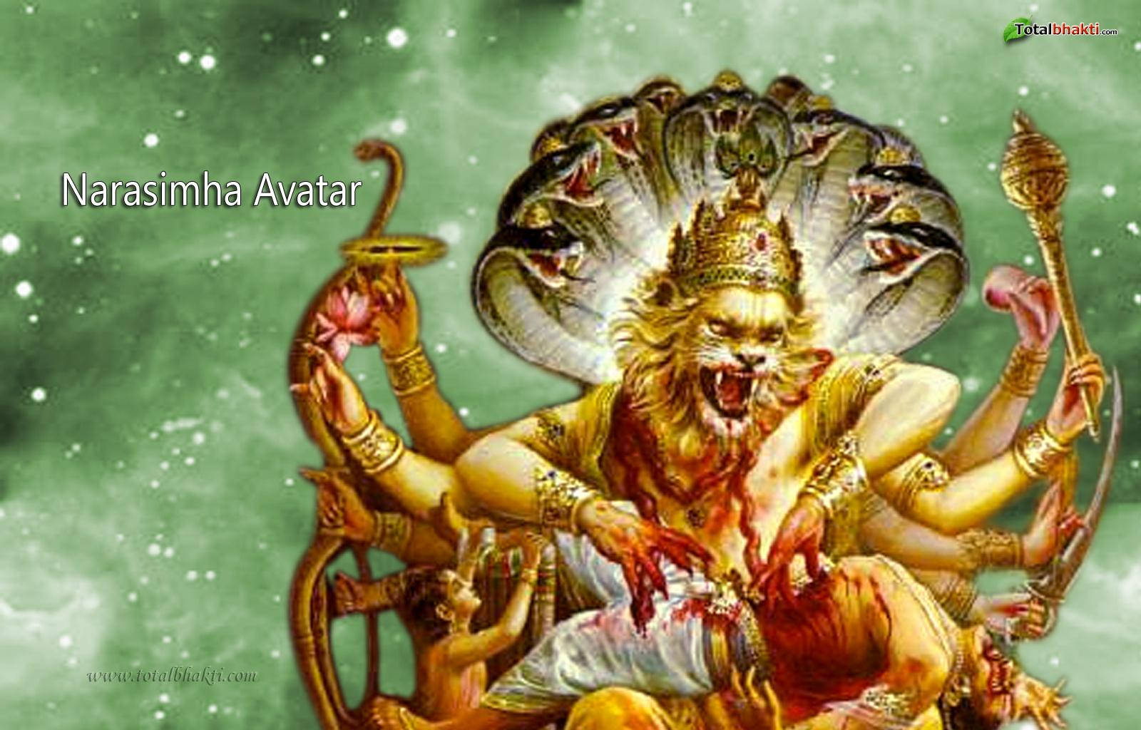 Lord Narasimha Green Background Background