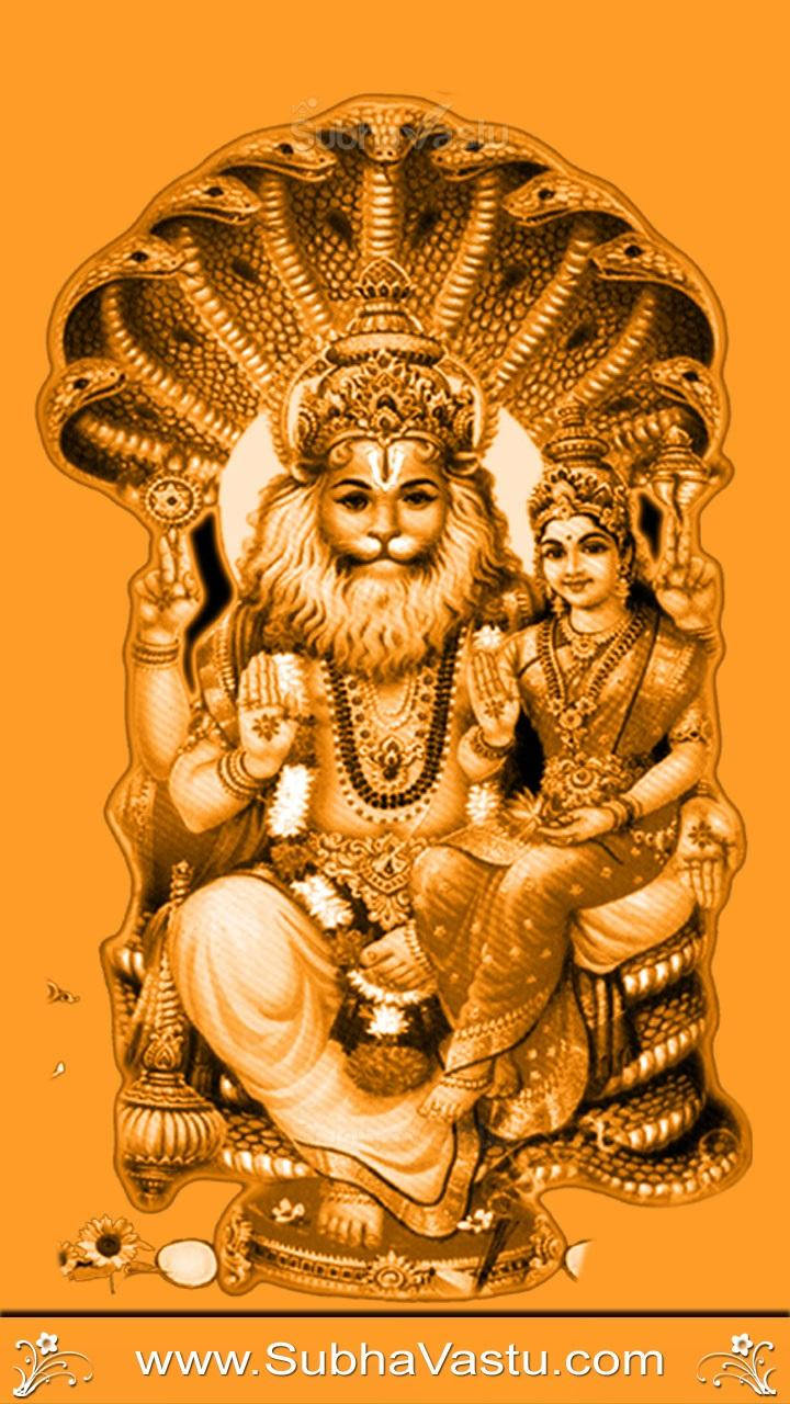 Lord Narasimha Orange Aesthetic Background
