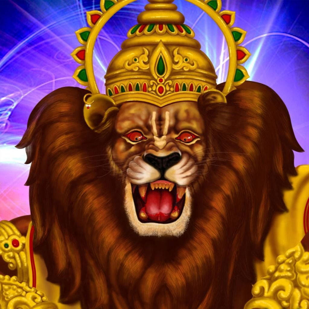 Lord Narasimha Portrait Art Background