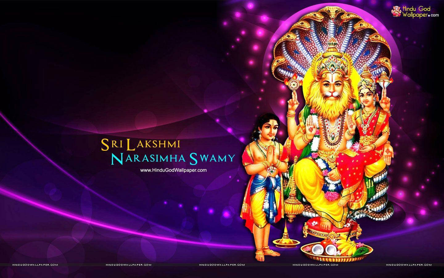Lord Narasimha Purple Background Background